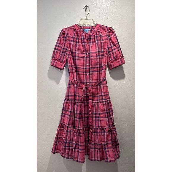 Draper James Dresses & Skirts - Draper James Size XS Loretta Shirt Dress Pink Angie Plaid Belted